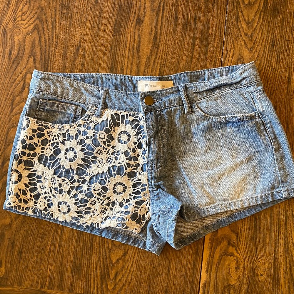 Crochet Lace Denim Shorts